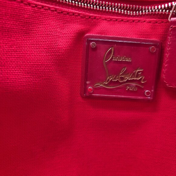 Rare Christian Louboutin CABAS Black Vinyl Tote With Green Red Accents & Tassels - Picture 13 of 13